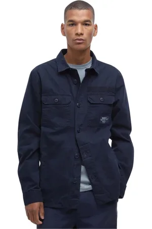 Barbour Jassen, Heren, Blauw, M, Katoen, Blauw Werkkleding Geïnspireerde Overshirt
