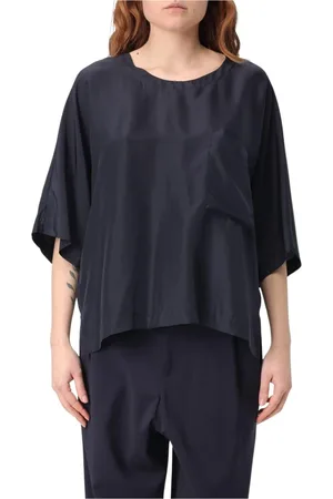 BARENA Blouses & Shirts, Dames, Blauw, L, Blauwe V-hals Mouwloze Top