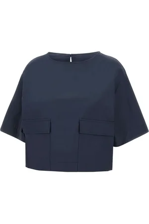 Kaos Tops, Dames, Blauw, L, Katoen, Midnight Poplin Blouse