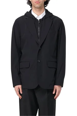 Armani Exchange Jassen, Heren, Zwart, S, Leer, Moderne Hooded Blazer Jas