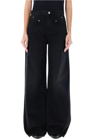 Isabel Marant Jeans, Dames, Zwart, S, Katoen, Zwarte Wide Leg Jeans Vrouwen