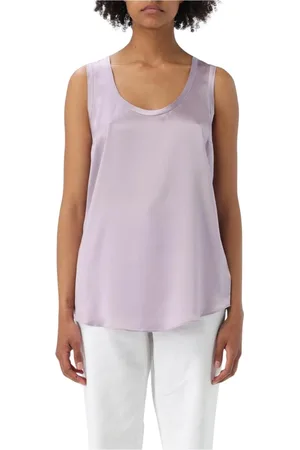 Brunello Cucinelli Tops, Dames, Paars, M, Bruin Zijden Cami Top