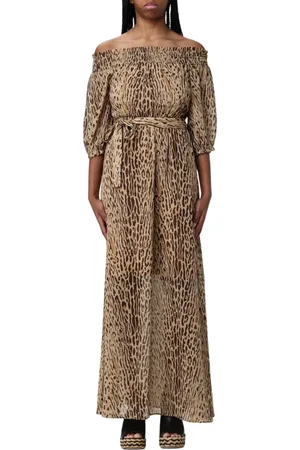Liu Jo Kleedjes, Dames, Bruin, L, Bruine Elegante Jurk met Verfijnde Details