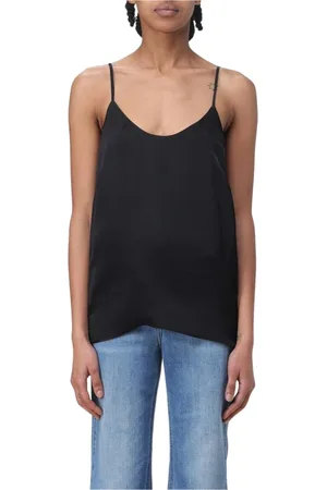 Twin-Set Tops, Dames, Zwart, XS, Zwarte Zijden Cami Top