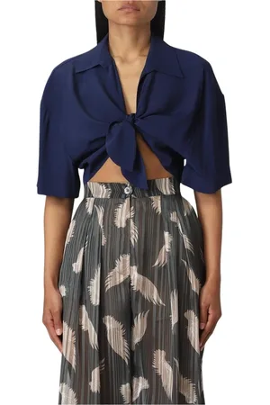 SEMICOUTURE Blouses & Shirts, Dames, Blauw, 2Xs, Groene Tie Front Blouse