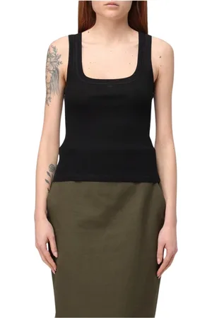 Jacquemus Tops, Dames, Zwart, S, Katoen, Witte Geribbelde Gebreide Tanktop
