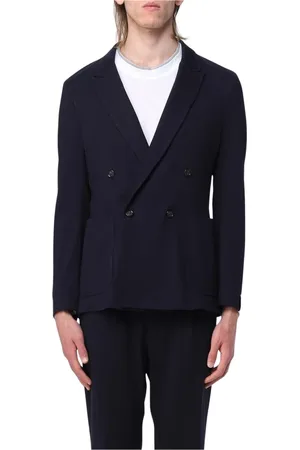 Paolo Pecora Jassen, Heren, Blauw, M, Blauwe Double-Breasted Blazer