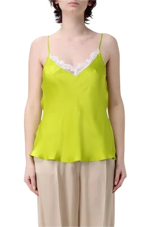 MVP Wardrobe Tops, Dames, Groen, XS, Zijden Camisole met Kant Top
