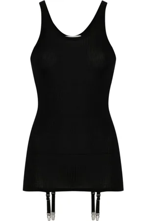 LEMAIRE Tops, Dames, Zwart, L, Katoen, Naadloze Tanktop met Spaghettibandjes