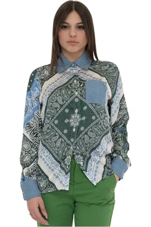 Liu Jo Blouses & Shirts, Dames, Veelkleurig, M, Polyester, Blouse met vlagprint en knoopsluiting