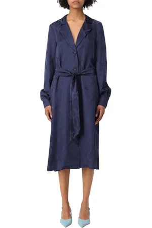 Twin-Set Kleedjes, Dames, Blauw, S, Stijlvolle Indigo Midi Jurk met Riem