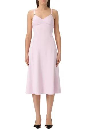 Elisabetta Franchi Kleedjes, Dames, Roze, S, Kwarts Mouwloze Midi Jurk