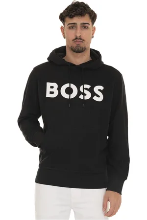 HUGO BOSS Sweatshirts & Hoodies, Heren, Zwart, S, Katoen, Hoodie met Maxi Logo