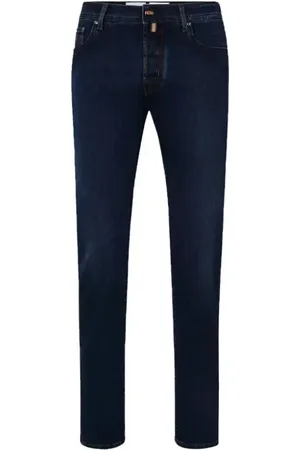 Jacob Cohen Jeans, Heren, Blauw, W33, Donkerblauwe Bard Jeans met Contraststiksels