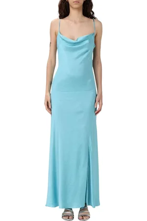Twin-Set Kleedjes, Dames, Blauw, XS, Roze Kant Midi Jurk