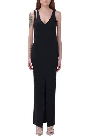 Patrizia Pepe Kleedjes, Dames, Zwart, S, Polyester, Elegante Zwarte V-Hals Jurk