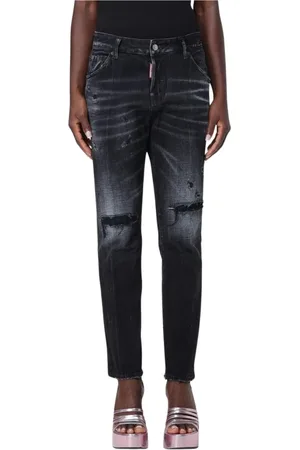 Dsquared2 Jeans, Dames, Zwart, 2Xs, Katoen, Stijlvolle Distressed Boyfriend Jeans