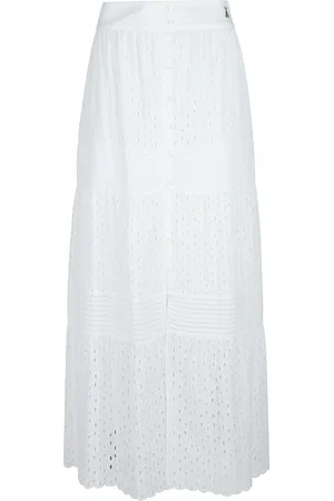 Patrizia Pepe Rokken, Dames, Wit, 2Xs, Stijlvolle Maxi Rok voor Vrouwen