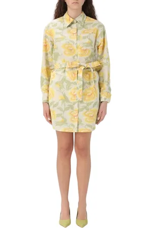 Kenzo Kleedjes, Dames, Veelkleurig, M, Bloemenoverhemdjurk met riem