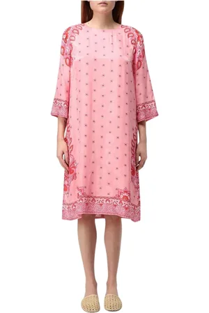 Etro Kleedjes, Dames, Roze, L, Roze Zijden Midi Jurk