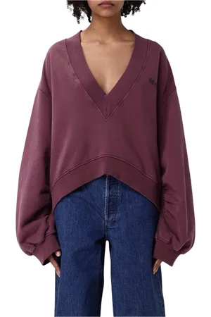 The Attico Truien, Dames, Paars, S, V-hals Sweatshirt in Violet