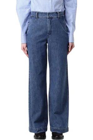 Max Mara Jeans, Dames, Blauw, XS, Katoen, Stijlvolle Blauwe Wide Leg Jeans