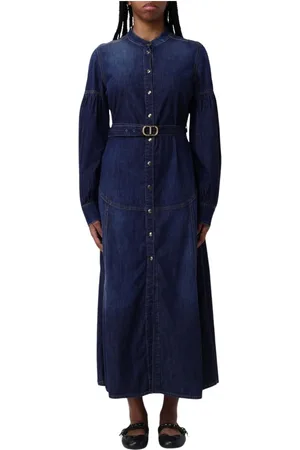 Twin-Set Kleedjes, Dames, Blauw, 2Xs, Denim, Premium Denim Jurk voor Vrouwen