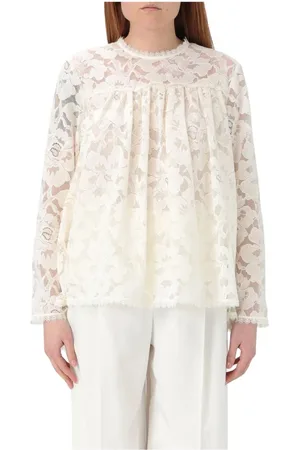 ZIMMERMANN Blouses & Shirts, Dames, Wit, S, Elegant Ruffled V-Neck Blouse