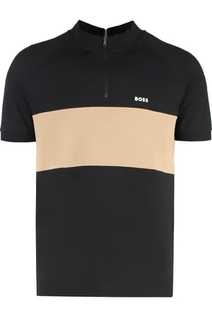 HUGO BOSS Tops, Heren, Zwart, 2Xl, Katoen, Katoenen Piqué Polo Shirt met Geribbelde Randen