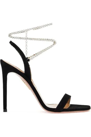 Aquazzura Schoenen, Dames, Zwart, 37 EU, Leer, Sandaal met kristallen enkelarmband