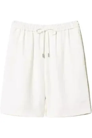 Twin-Set Korte broeken, Dames, Wit, 2Xs, Crêpe Piquet Shorts met Franse Zakken