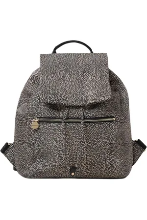 Borbonese Tassen, Dames, , ONE Size, Zwarte Leren Rugzak, Stijlvol & Functioneel