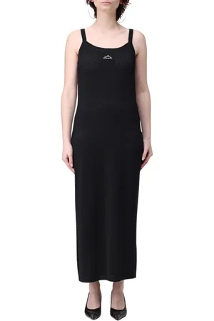 Alexander Wang Kleedjes, Dames, Zwart, XS, Polyester, Zwart Mesh Gebreide Maxi Jurk