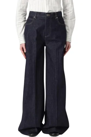 Bottega Veneta Jeans, Dames, Blauw, M, Katoen, Klassieke Wide Leg Jeans