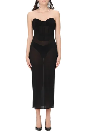 MAGDA BUTRYM Kleedjes, Dames, Zwart, M, Zwarte Cut-Out Midi Jurk