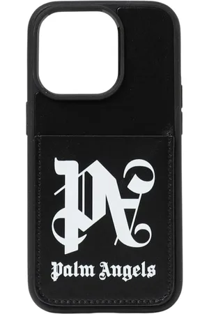 Palm Angels Accessoires, Heren, Zwart, ONE Size, Leer, Stijlvolle Kaarthouder Telefoonhoes