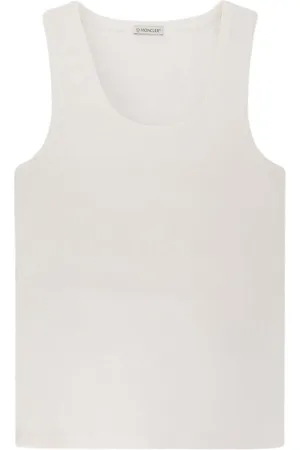 Moncler Tops, Dames, Wit, S, Geribbelde Gebreide Tanktop