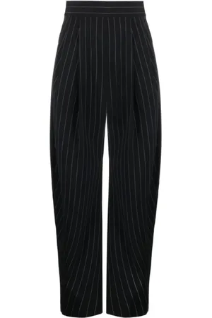 The Attico Broeken, Dames, Blauw, S, Navy Blauwe Wijde Broek