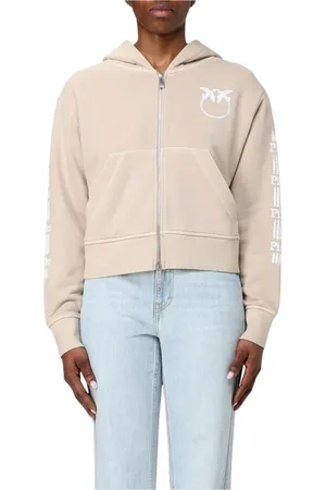 Pinko Sweatshirts & Hoodies, Dames, , M, Katoen, Grijze Logo Zip Up Hoodie Vrouwen