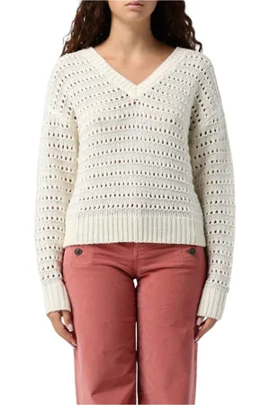 Twin-Set Truien, Dames, Wit, L, Witte V-hals trui