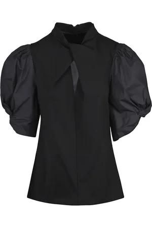 LIVIANA CONTI Blouses & Shirts, Dames, Zwart, M, Katoen, Poplin Blouse met Ballonmouwen