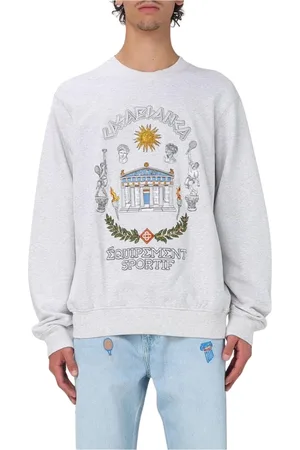 Casablanca Sweatshirts & Hoodies, Heren, Grijs, L, Grijze Logo Sweatshirt met Ribge Trims