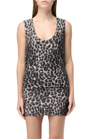 BLUMARINE Kleedjes, Dames, Bruin, L, Luipaardprint Gebreide Rok Set
