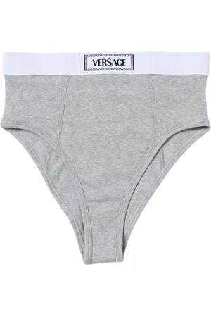 VERSACE Ondergoed, Dames, Grijs, XL, Katoen, Geribbeld High-Waisted Grijs Lingerie
