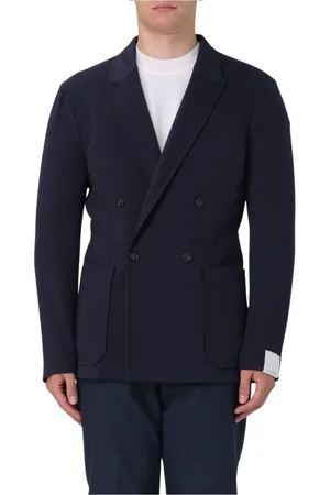 Paolo Pecora Jassen, Heren, Blauw, M, Leer, Zwarte Gebreide Blazer voor Mannen