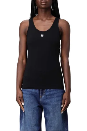 Armani Exchange Tops, Dames, Zwart, XS, Katoen, Zwarte Katoenen Tanktop