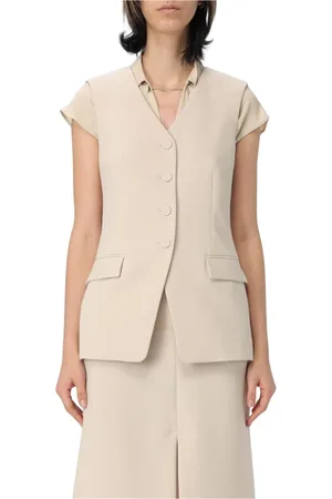 Patrizia Pepe Jassen, Dames, , XS, Elegant Sand Waistcoat Skirt Suit
