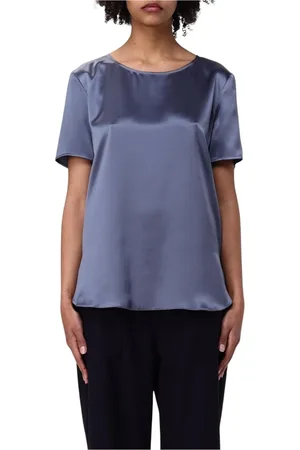 Max Mara Blouses & Shirts, Dames, Blauw, L, Elegante Zijden Blouse