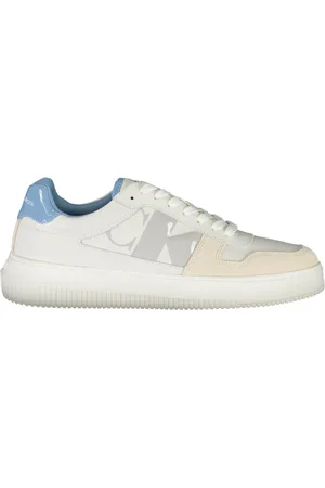 Calvin Klein Schoenen, Heren, Wit, 45 EU, Polyester, Sportieve witte vetersneakers met logo