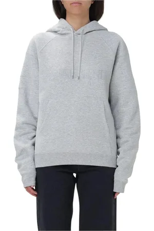 Saint Laurent Sweatshirts & Hoodies, Dames, Grijs, S, Katoen, Grijze Logo Hoodie